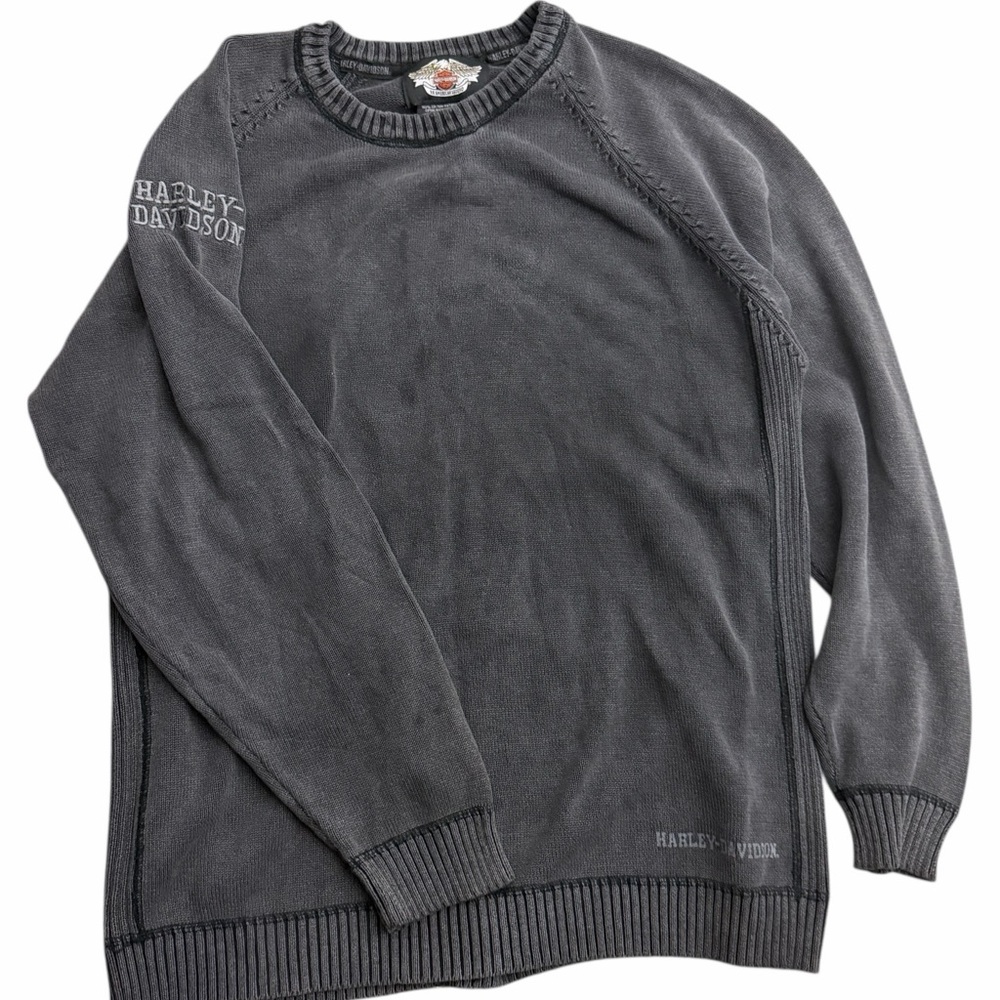 Harley-Davidson Men’s XL Black 100%‎ Cotton Crewneck Sweater Knit Logo Pullover